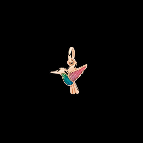 CIONDOLO COLIBRÌ ORO ROSA & SMALTO DMC5008COLIBEMX9R