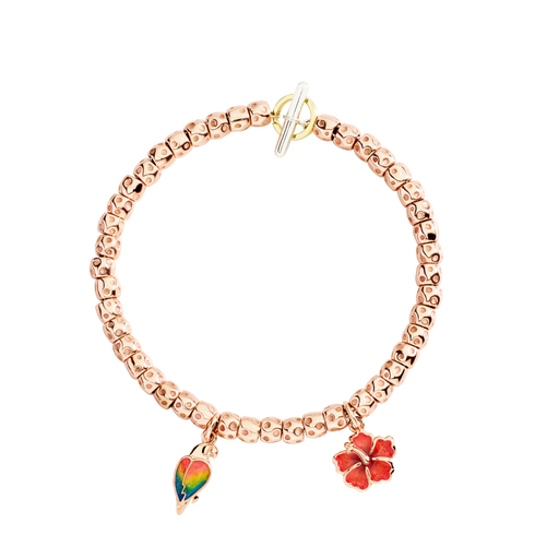 CIONDOLO FIORE IBISCO ORO ROSA & SMALTO DMC5005HIBISEAR9R
