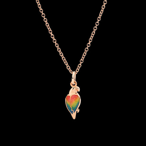 CIONDOLO PAPPAGALLO ORO ROSA & SMALTO DMC5009PARROEMX9R