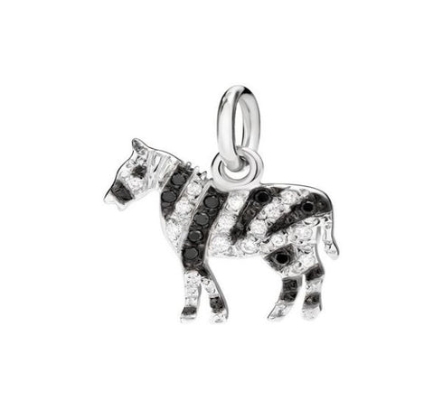 CIONDOLO ZEBRA ORO BIANCO 18 KT E DIAMANTI BIANCHI E NERI DODO D15ZBGOB/B/BB DMB0010ZEBRLDBXOB
