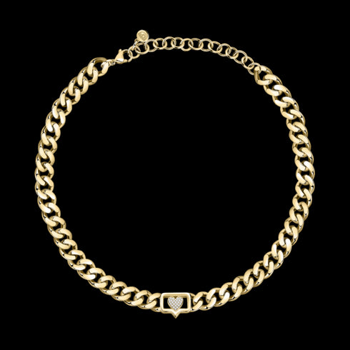 COLLANA BIG CHAIN EYELIGHT TAG WHITE CRYSTALS J19AUW09