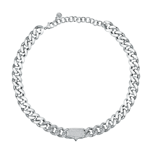 COLLANA BIG CHAIN EYELIGHT TAG WHITE CRYSTALS PAVÈ J19AUW13