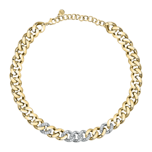 COLLANA BIG CHAIN WHITE CRYSTALS GOLD J19AUW03