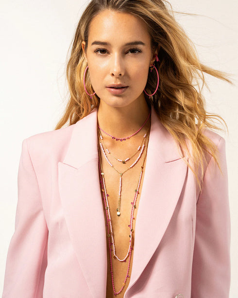 COLLANA CATENA VERNICIATA, ZIRCONI E MEDAGLIE LIME CL031M1VAU