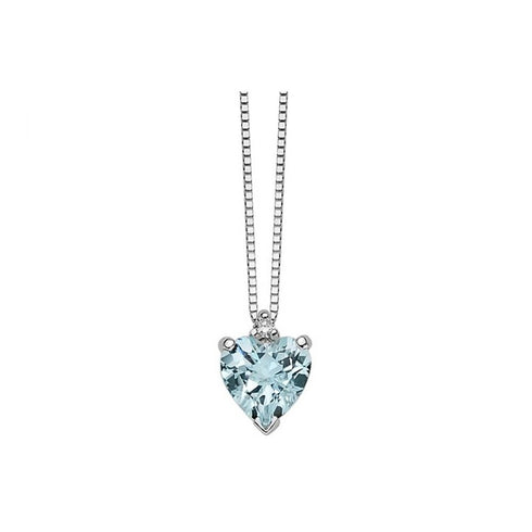 COLLANA DONNA ORO IN ORO BIANCO ACQUAMARINA CUORE E DIAMANTI REF. DHPA7183.002