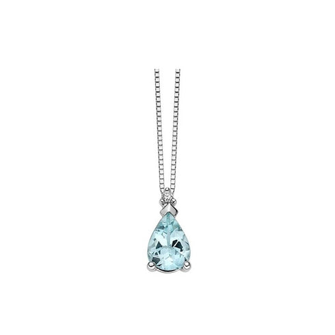 COLLANA DONNA ORO IN ORO BIANCO ACQUAMARINA GOCCIA E DIAMANTI REF. DHPA7182.002