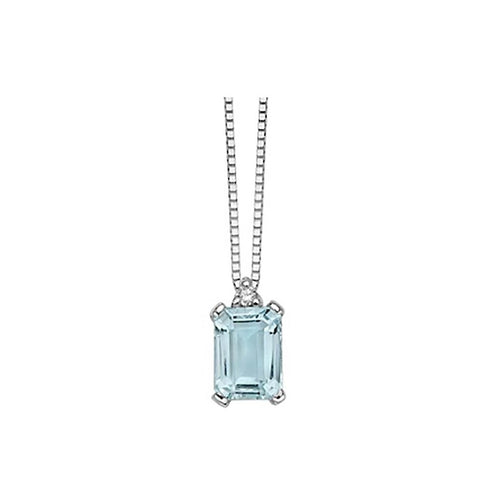COLLANA DONNA ORO IN ORO BIANCO ACQUAMARINA RETTANGOLARE E DIAMANTI REF. DHPA7181.002