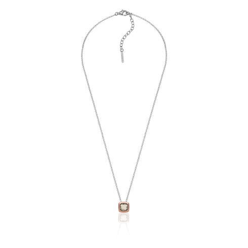 COLLANA IN ARGENTO BICOLORE CON CRISTALLO FUMÉ 6154