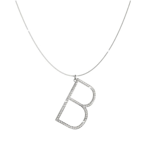 COLLANA IN ARGENTO CON INIZIALE IN CRISTALLI PENDENTE SWAKAB52