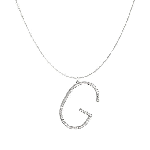 COLLANA IN ARGENTO CON INIZIALE IN CRISTALLI PENDENTE SWAKAG07