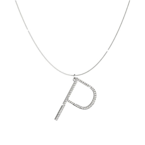 COLLANA IN ARGENTO CON INIZIALE IN CRISTALLI PENDENTE SWAKAP66