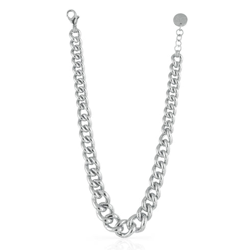 COLLANA IN BRONZO ARGENTATO CON CATENA GRUMETTA A SCALARE 1553