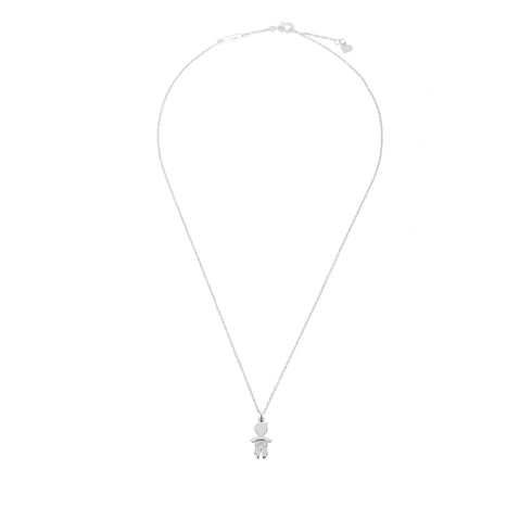 COLLANA IN ORO BIANCO CON PENDENTE BIMBO E DIAMANTI 4005