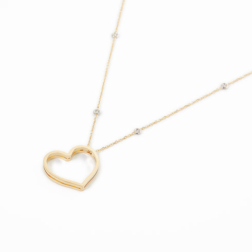 COLLANA IN ORO CON CUORE E DIAMANTI 4002
