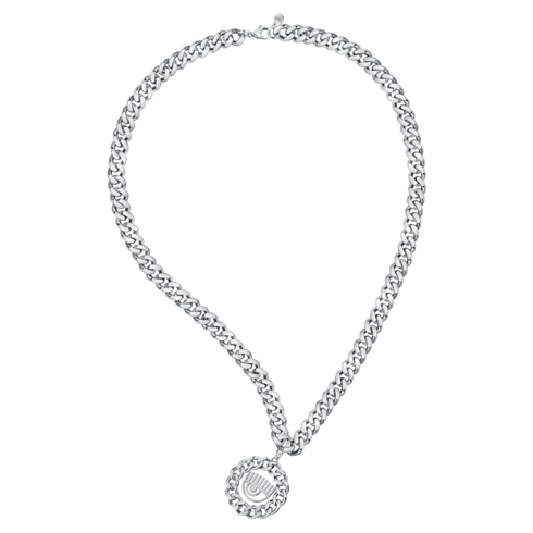 COLLANA LONG PENDANT WITH EYE CHAIN CHARM SILVER J19AUW38