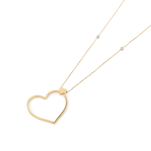 COLLANA LUNGA IN ORO CON CUORE DIAMANTI 4003