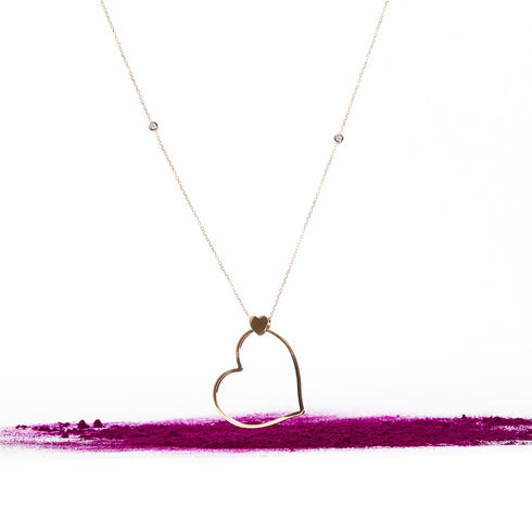 COLLANA LUNGA IN ORO CON CUORE DIAMANTI 4003