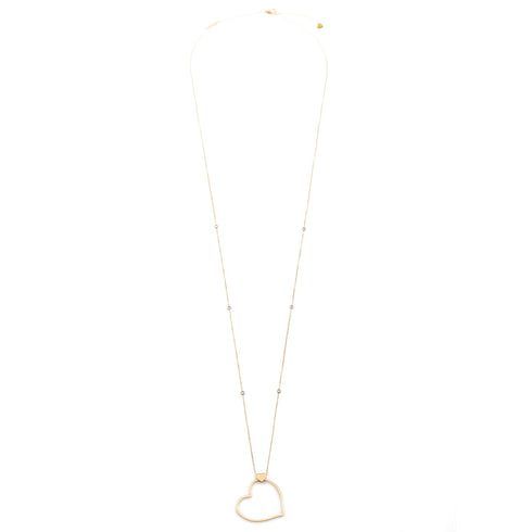 COLLANA LUNGA IN ORO CON CUORE DIAMANTI 4003