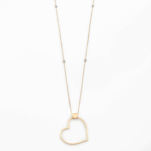 COLLANA LUNGA IN ORO CON CUORE DIAMANTI 4003