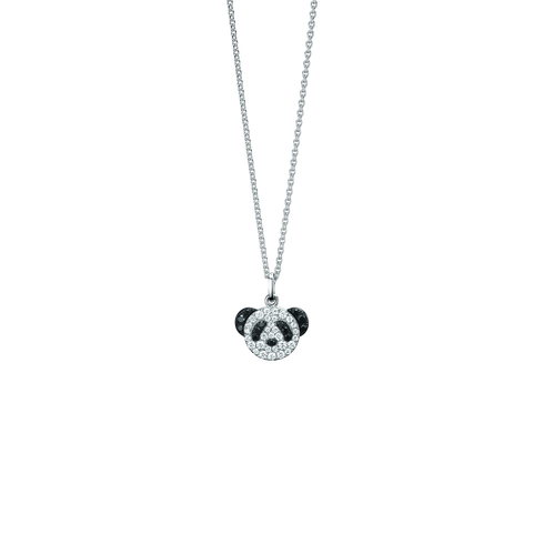 COLLANA PETITE BO BO IN ORO BIANCO 18 CARATI CON DIAMANTI E DIAMANTI NERI BBNPT11WBBK