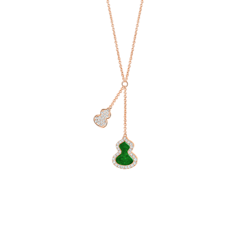 COLLANA PETITE WULU IN ORO ROSA 18 CARATI CON DIAMANTE E GIADA WUNPT8BRGJE