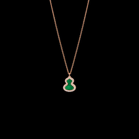 COLLANA PETITE WULU IN ORO ROSA 18 CARATI CON DIAMANTI E GIADA WUNPT6DRGJE