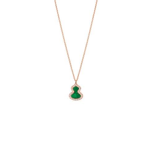 COLLANA PETITE WULU IN ORO ROSA 18 CARATI CON DIAMANTI E GIADA WUNPT6DRGJE