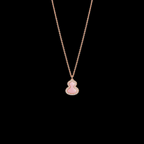 COLLANA PETITE WULU IN ORO ROSA 18 CARATI CON DIAMANTI E OPALE ROSA WUNPT6DRGPO