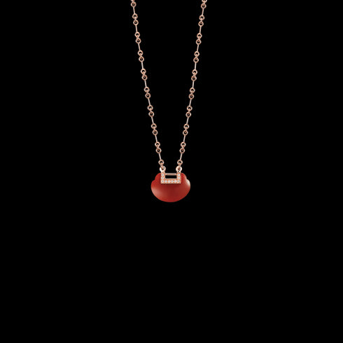 COLLANA PICCOLA YU YI IN ORO ROSA 18 CARATI CON DIAMANTI E AGATA ROSSA YYN30AQRGRA