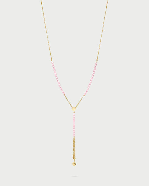 COLLANA ROSARIO CON PEPITE DI ZIRCONI MILKY ROSA GR031M3RAU