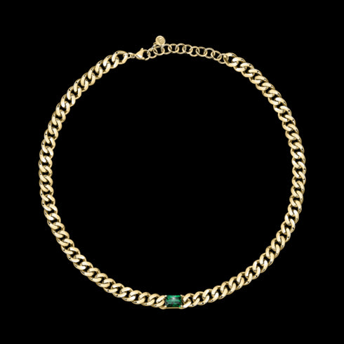COLLANA SMALL CHAIN WITH EMERALD STONE J19AUW30