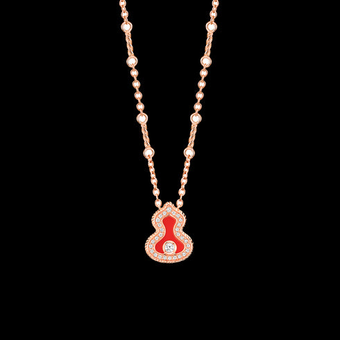 COLLANA WULU IN ORO ROSA 18 CARATI CON DIAMANTI E AGATA ROSSA WLN40AKRGRA