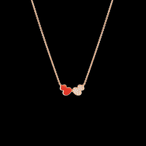 COLLANA WULU IN ORO ROSA 18 CARATI CON DIAMANTI E HYCERAM® WEN40ANRGRH