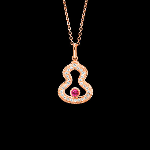 COLLANA WULU IN ORO ROSA 18 CARATI CON DIAMANTI E RUBINO WLN40AKRGRU