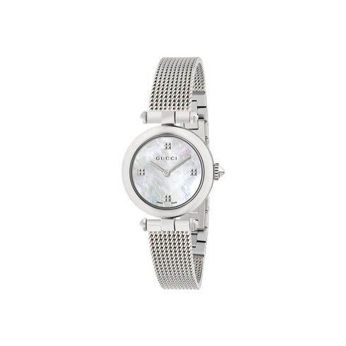 Diamantissima Steel case, white mother of pearl dial, steel mesh bracelet YA141504