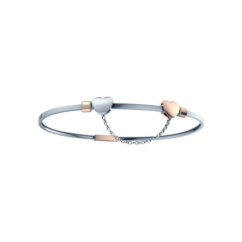 DOPPIO CUORE CON CATENA ORO BIANCO/ROSA DCHF4876