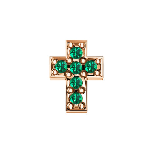 ELEMENTO BRACCIALE CROCE ORO ROSA E SMERALDI DCHE6522