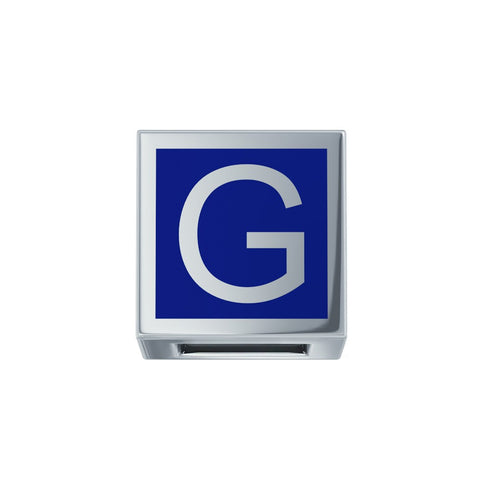 ELEMENTO LETTERA ORO BIANCO E SMALTO BLU DCHFG3467