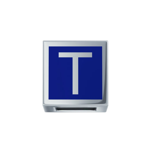 ELEMENTO LETTERA ORO BIANCO E SMALTO BLU DCHFT3467