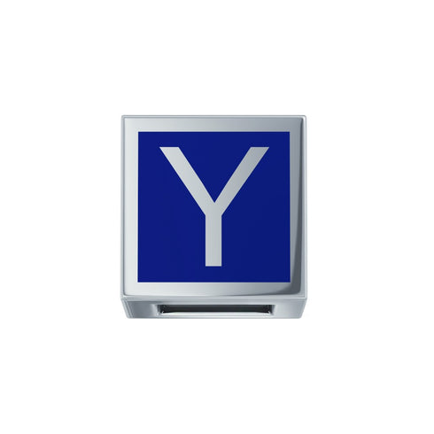 ELEMENTO LETTERA ORO BIANCO E SMALTO BLU DCHFY3467