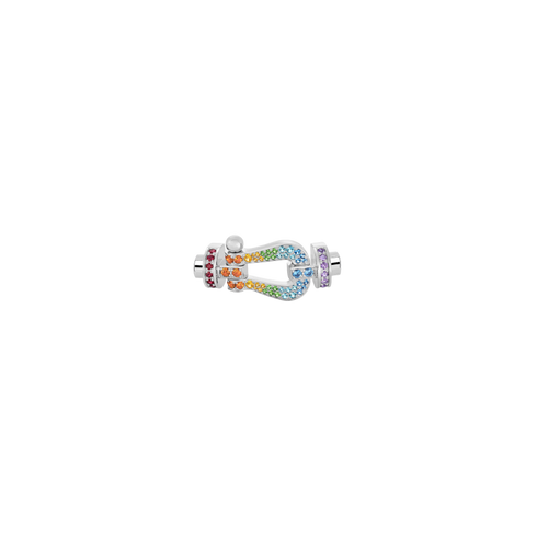 FIBBIA FORCE 10 IN ORO BIANCO CON RUBINI, GRANATI, ZAFFIRI, AMETISTE, TSAVORITI E ACQUAMARINE MODELLO LARGE 0B0155