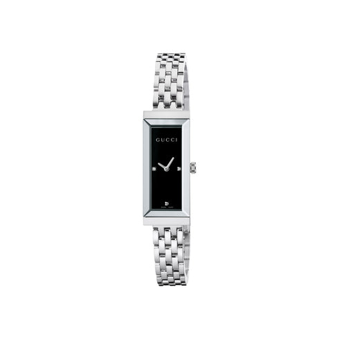 G-Frame Steel case, black dial with 3 diamonds, steel bracelet YA127504