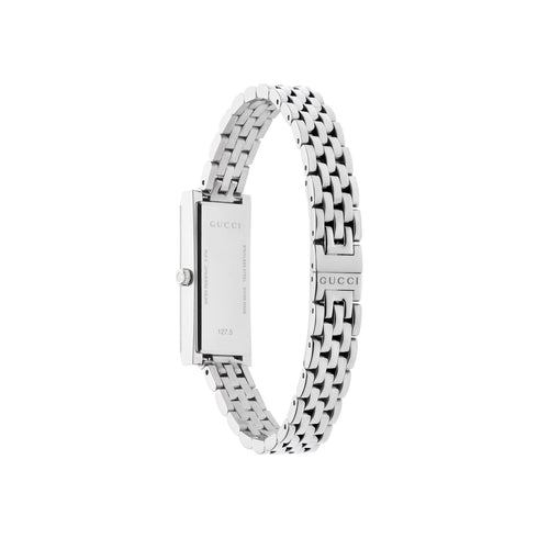 G-Frame Steel case, black dial with 3 diamonds, steel bracelet YA127504