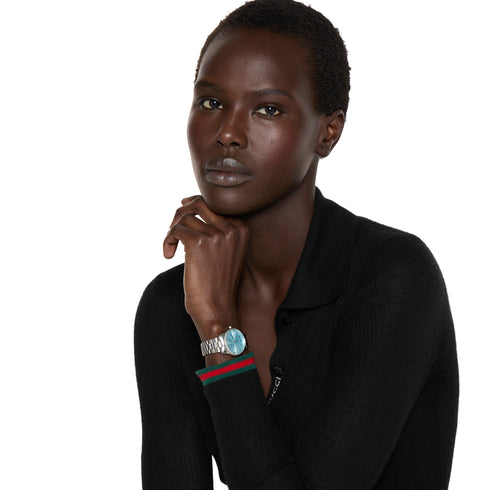 G-Timeless 29 mm stainless steel case, blue dial, stainless steel bracelet, quartz movement YA1265068