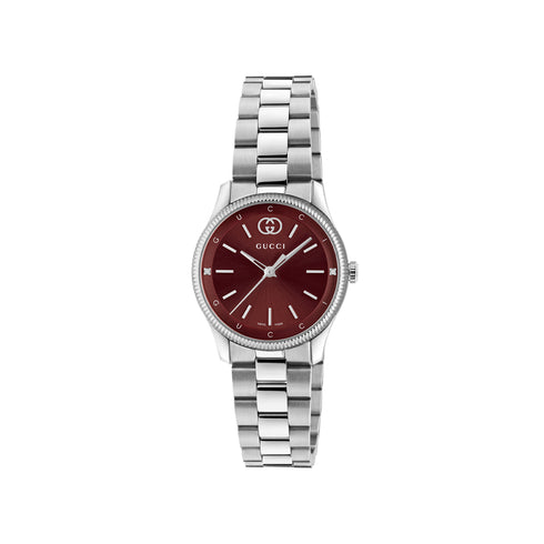 G-Timeless 29 mm stainless steel case, burgundy dial, stainless steel bracelet, quartz movement YA1265069