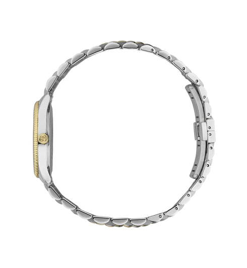 G-Timeless Slim Steel and Yellow gold PVD case, pink dial with bee as seconds hand, 9 links steel and yellow gold PVD bracelet YA1265030