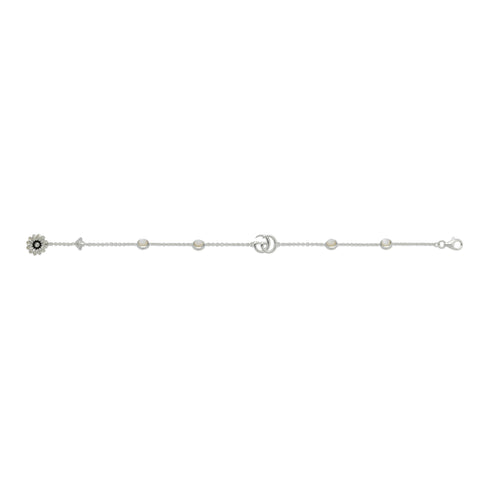 GG Marmont Bracelet in sterling silver and mother of pearl with Double G and flower details YBA773229001