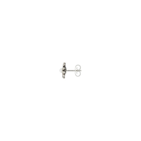 GG Marmont Earrings with and flower motif in shiny aged sterling silver and mother of pearl YBD527390001