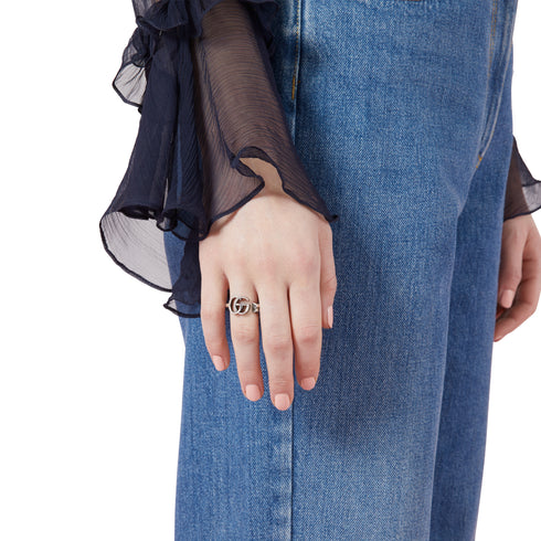 GG Marmont Ring in aged sterling silver with Double G detail YBC627760001