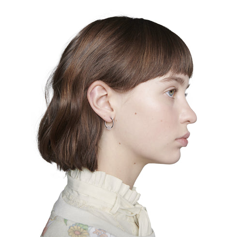 GG Running hoop earrings in 18k white gold and diamonds YBD581982001